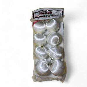 VTG Pyramid 8 Satin Ornaments White Unbreakable New in Package